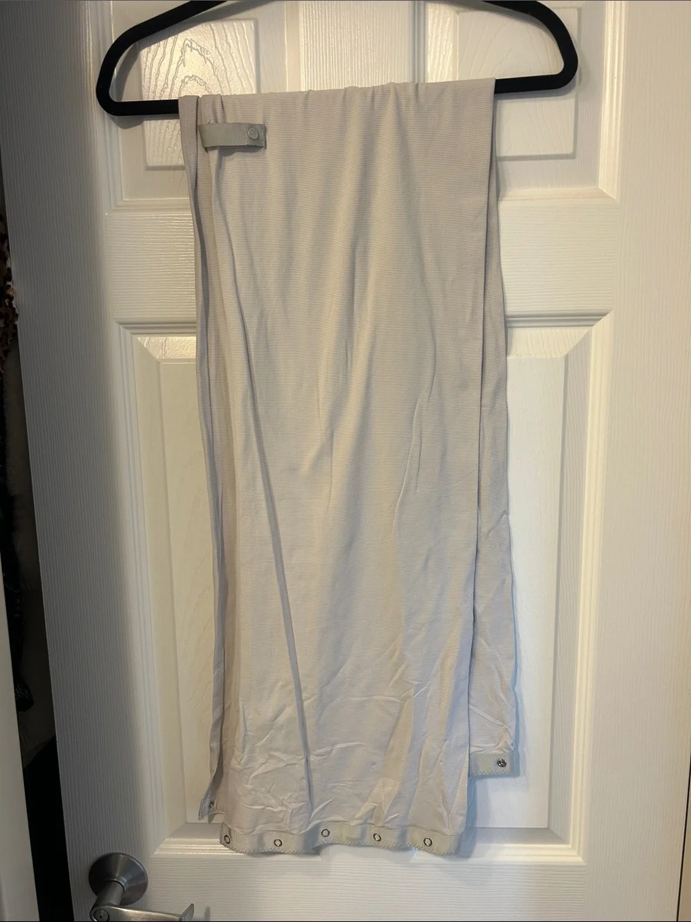 Lululemon Light Gray/white striped Long Scarf with Snap Details
